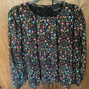 Cynthia Rowley Floral & Ricrac Blouse sz L